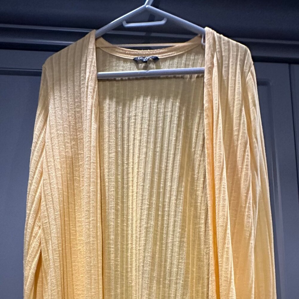George Yellow Open-Front Knit Cardigan | Size Medium | Lightweight Stretch Layer